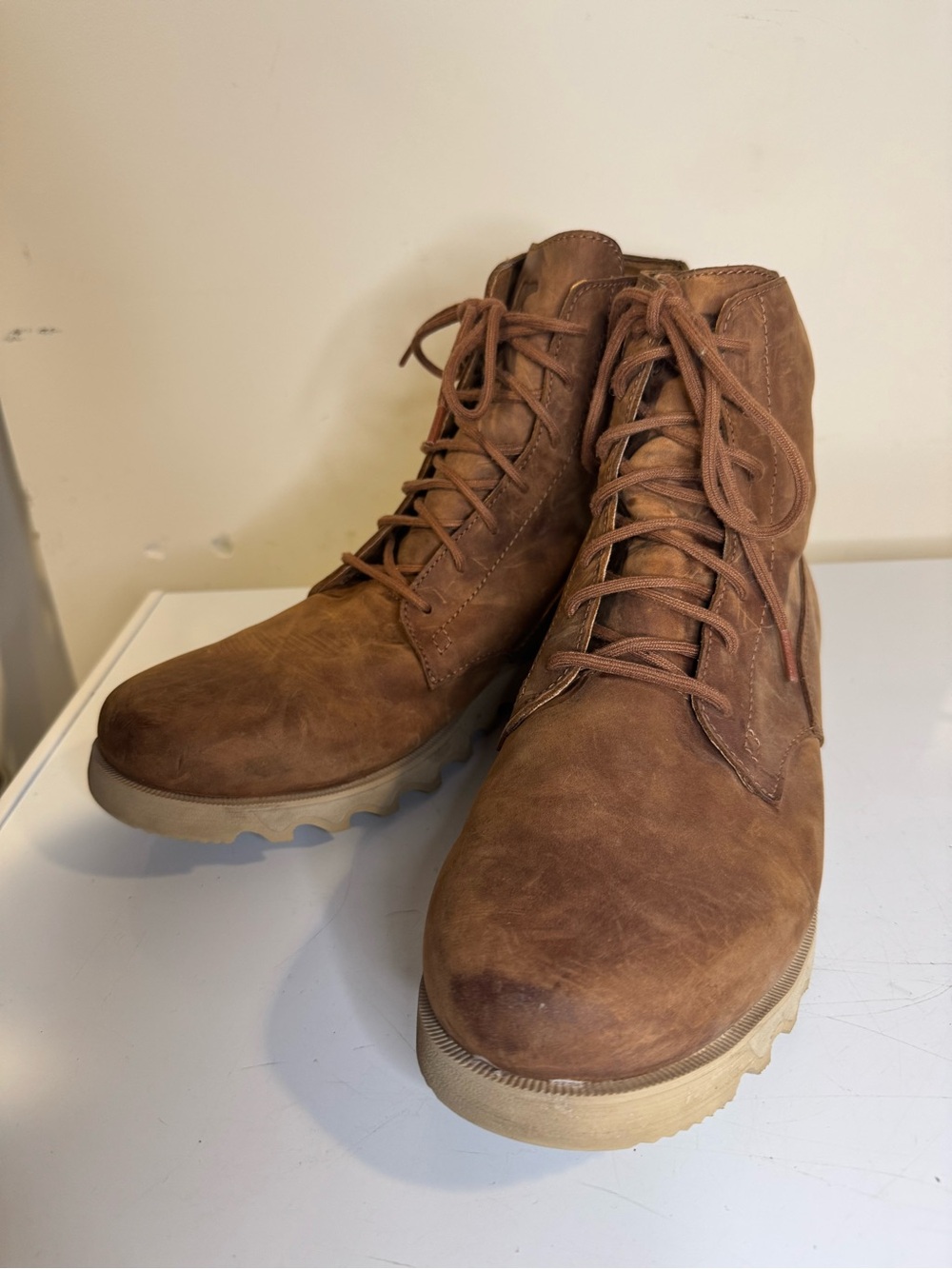 Sorel Kezar Tall Waterproof Men’s Size 12 Brown Leather Boots NM4585-242